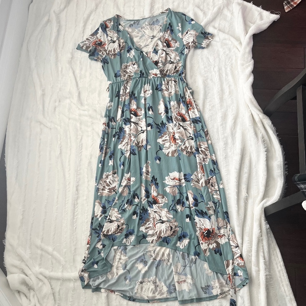 Pink Blush Flower Maternity Dress